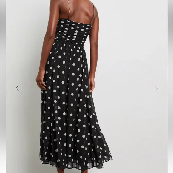 NWT DÔEN DOEN Maryanna Midi Dress Black NOIR SOLSTICE SKY Polka DOT M - Picture 5 of 11